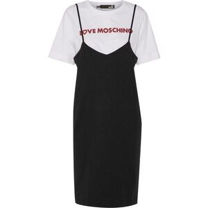 Love Moschino Black and White T-Shirt Layered Midi Dress Size 6